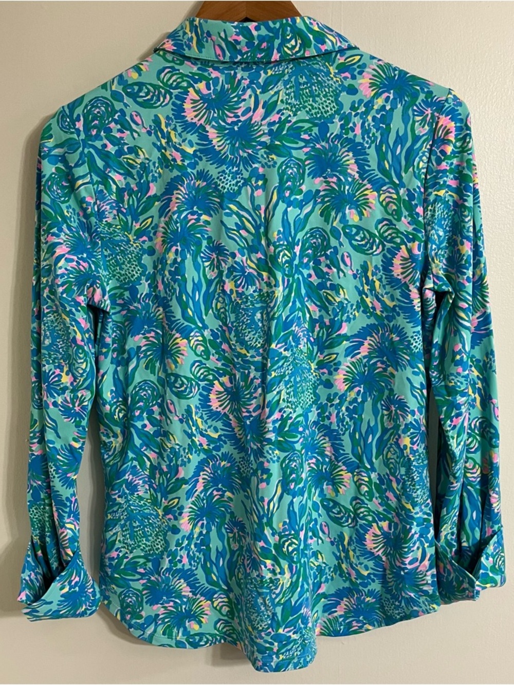 Lilly Pulitzer Turquoise Multi Floral Button-Up Blouse - Picture 3 of 4
